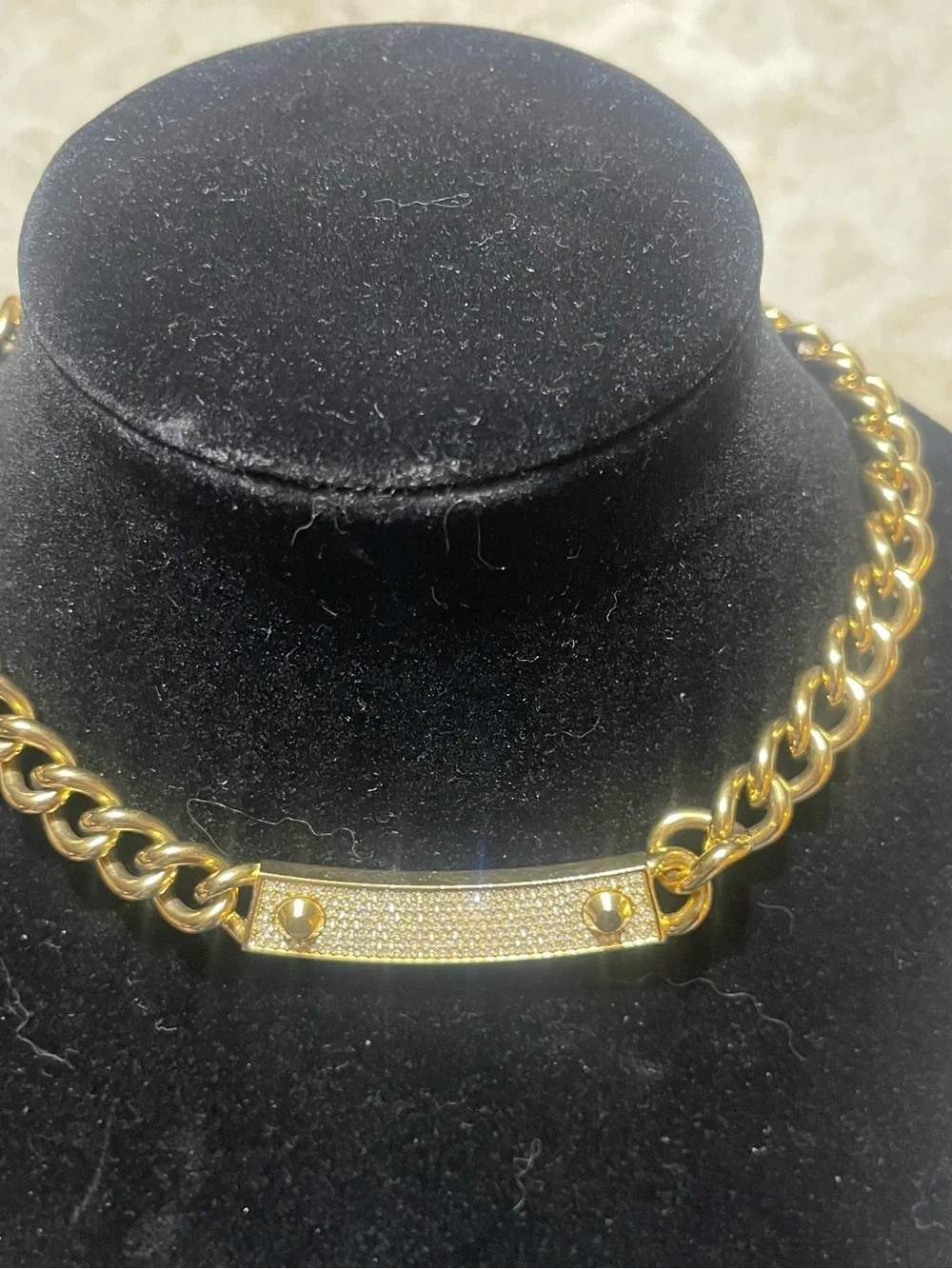Michael Kors Logo Reversible Pavé ID Style Choker Necklace